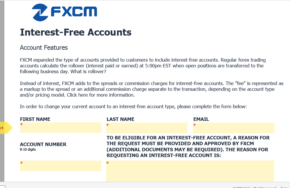 FXCM Islamic Swap Free Account