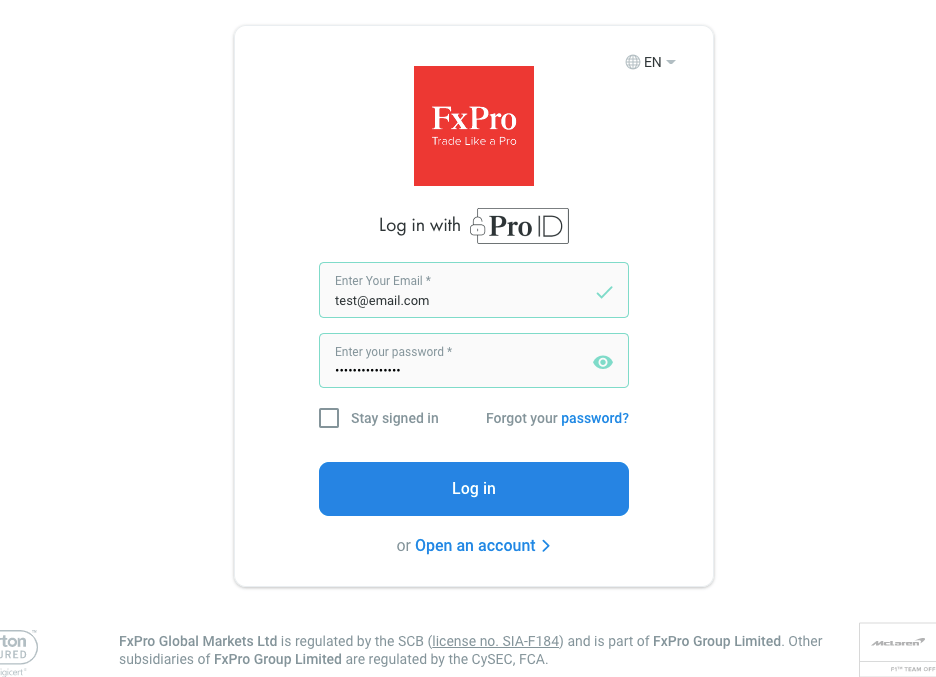 Sign In to FxPro