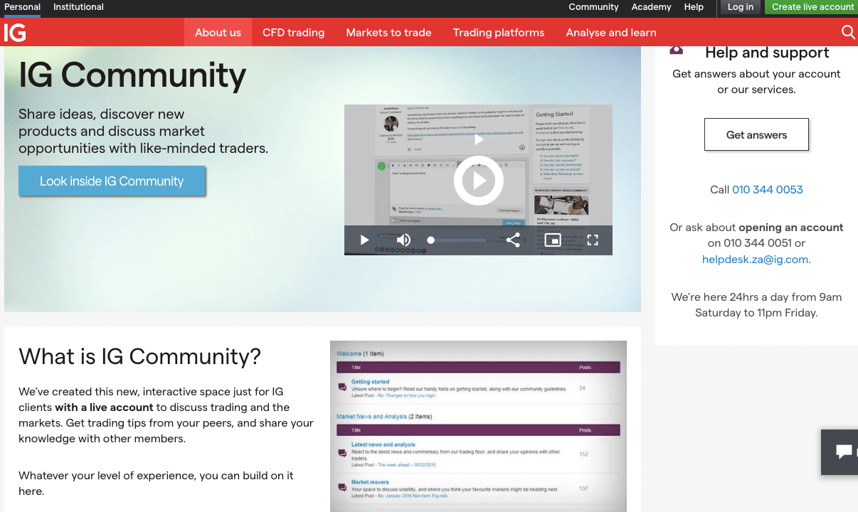 IG Markets Community Support