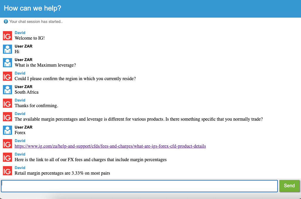IG Markets SA Live Chat Support