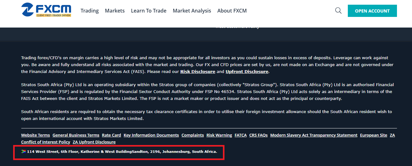 FSCA Broker Address